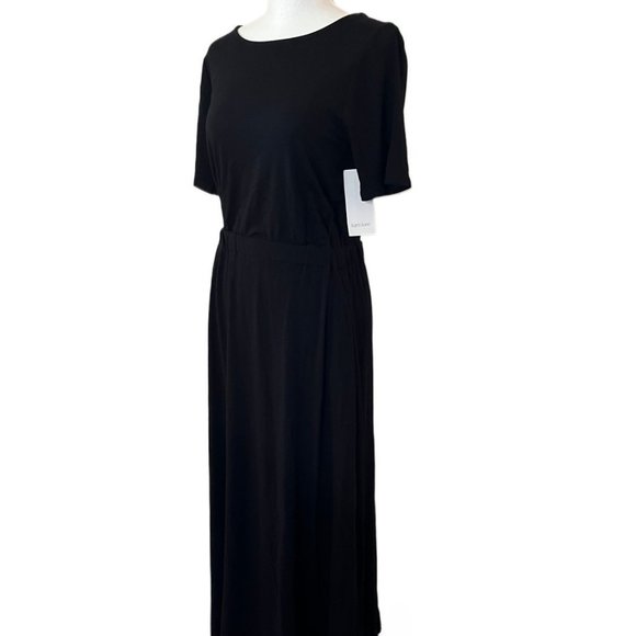 Karen Kane Black Cinched Waist & Swingy Midi Skirt Artisan Dress Size Small NWT - Picture 10 of 13